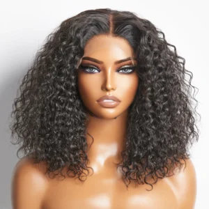 A mannequin with long hair and black skin.