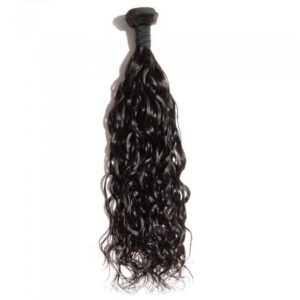 10-30 Inch Natural Wavy Virgin Indian Hair #1B Natural Black extension isolated on a white background.