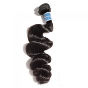 Bundle of 10-30 Inch Loose Wavy Virgin Peruvian Hair #1B Natural Black.