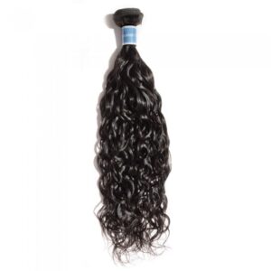 A bundle of 10-30 Inch Natural Wavy Virgin Peruvian Hair #1B Natural Black hair extensions.