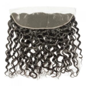 10-20 Inch 13" x 4" Natural Wavy Free Parted Frontal #1B Natural Black weave piece with a lace front.