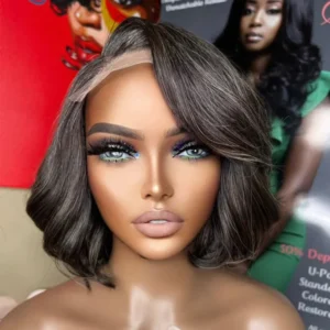 A doll with a wig and makeup on